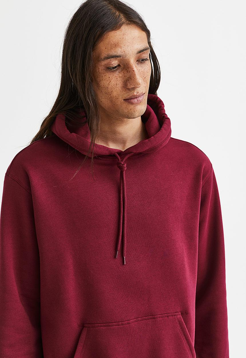 H&M - Relaxed fit hoodie - burgundy 