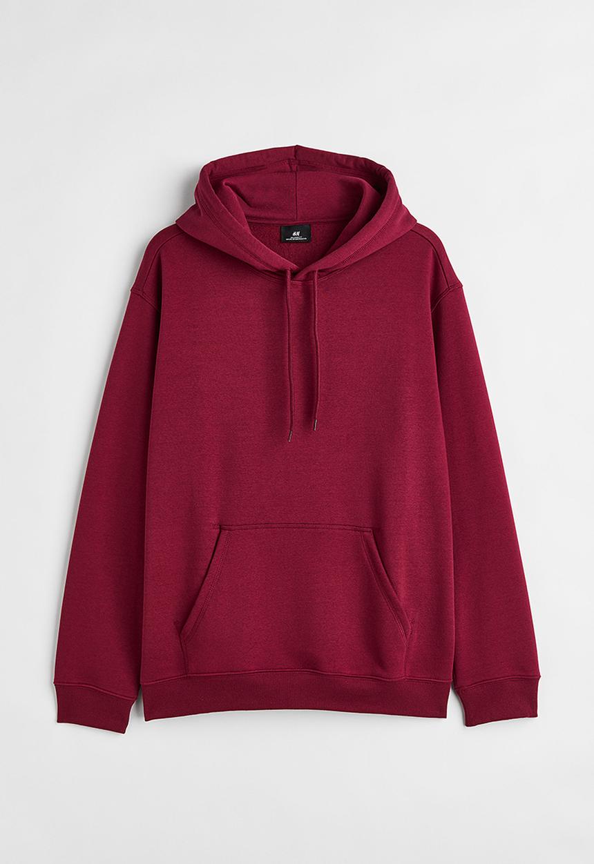 H&M - Relaxed fit hoodie - burgundy 