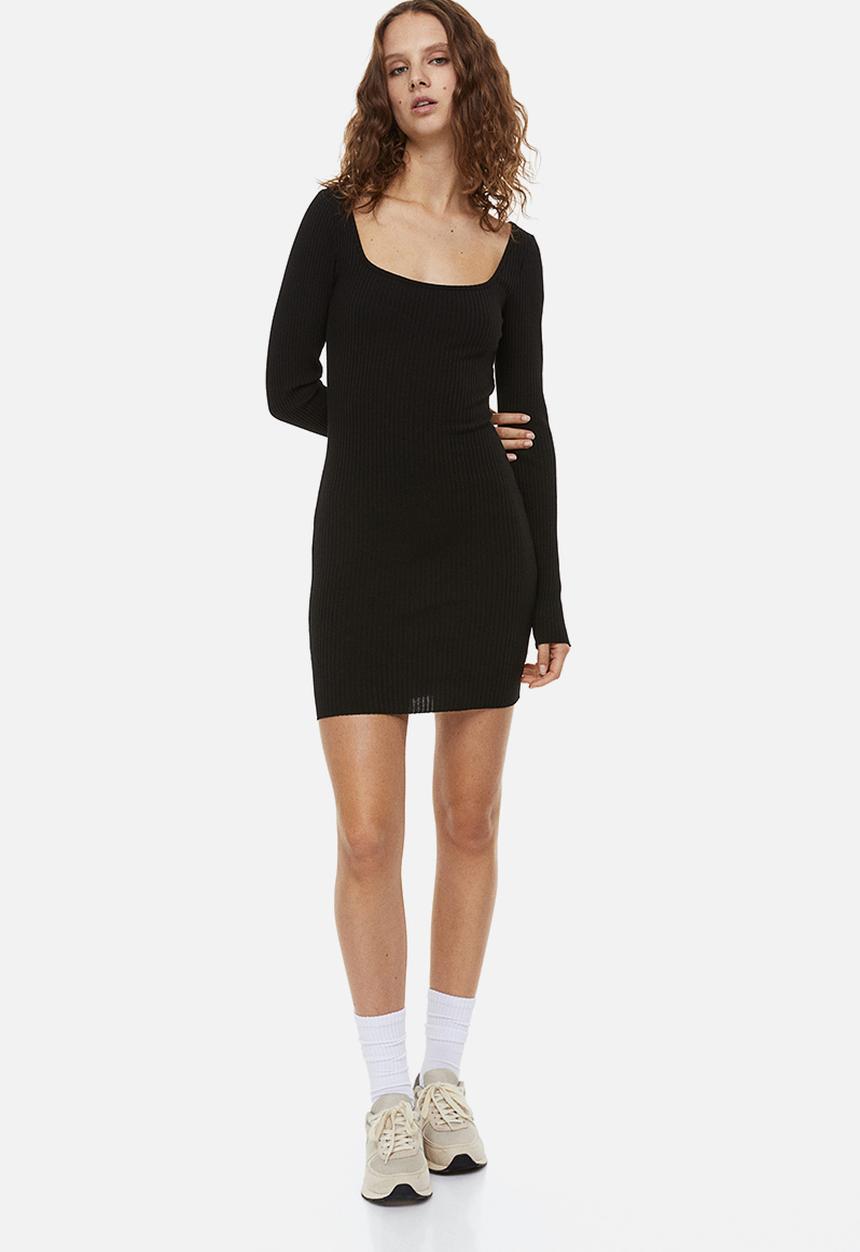 H&M - Ribbed bodycon dress - black