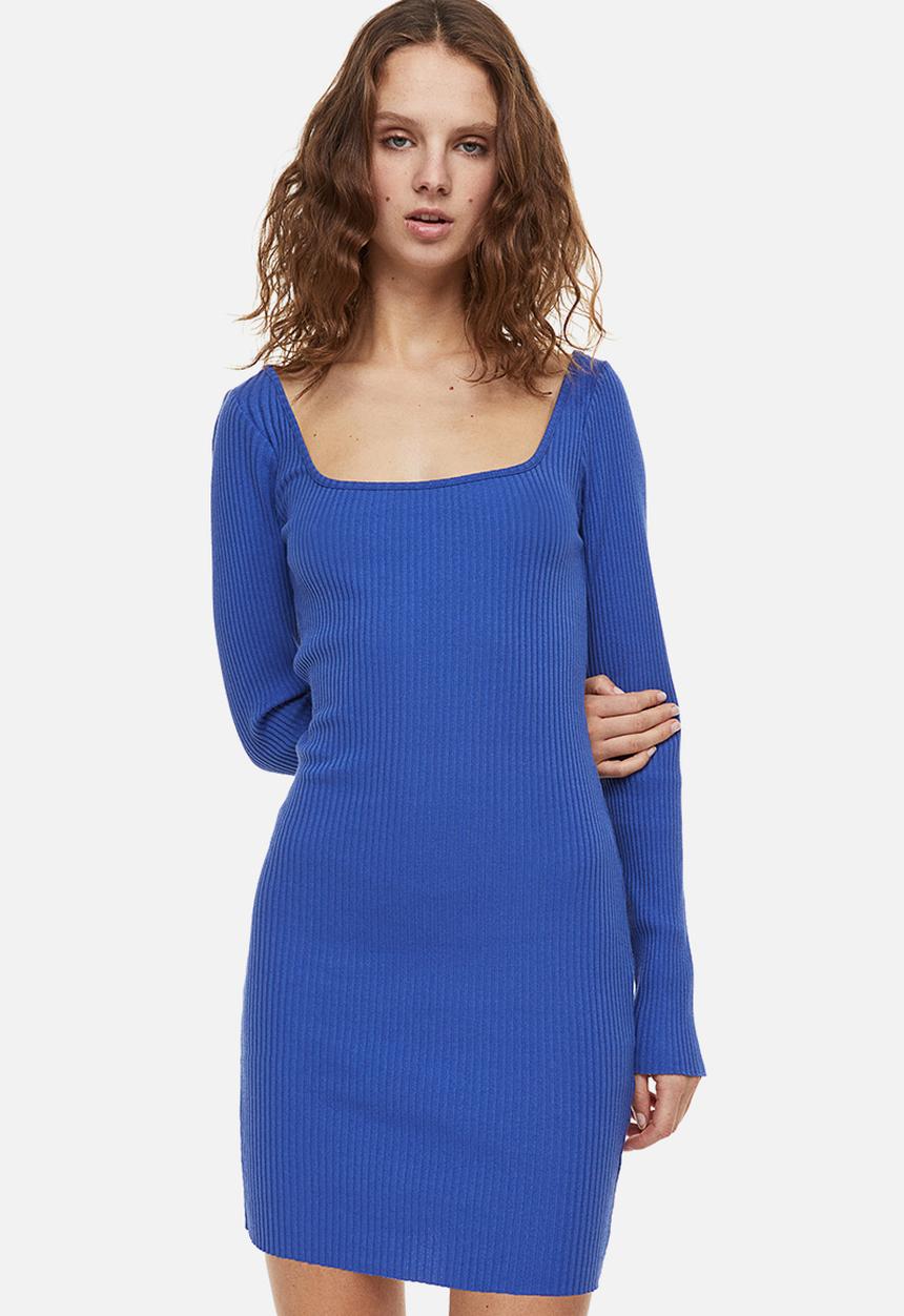 H&M - Ribbed bodycon dress - blue
