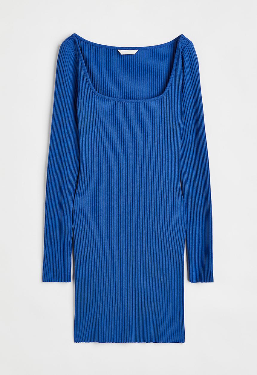 H&M - Ribbed bodycon dress - blue