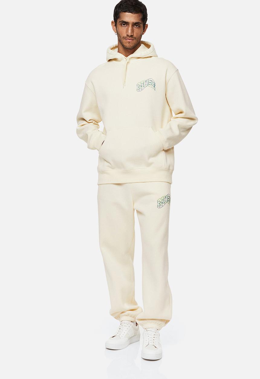 H&M - Relaxed fit printed hoodie - cream/pause