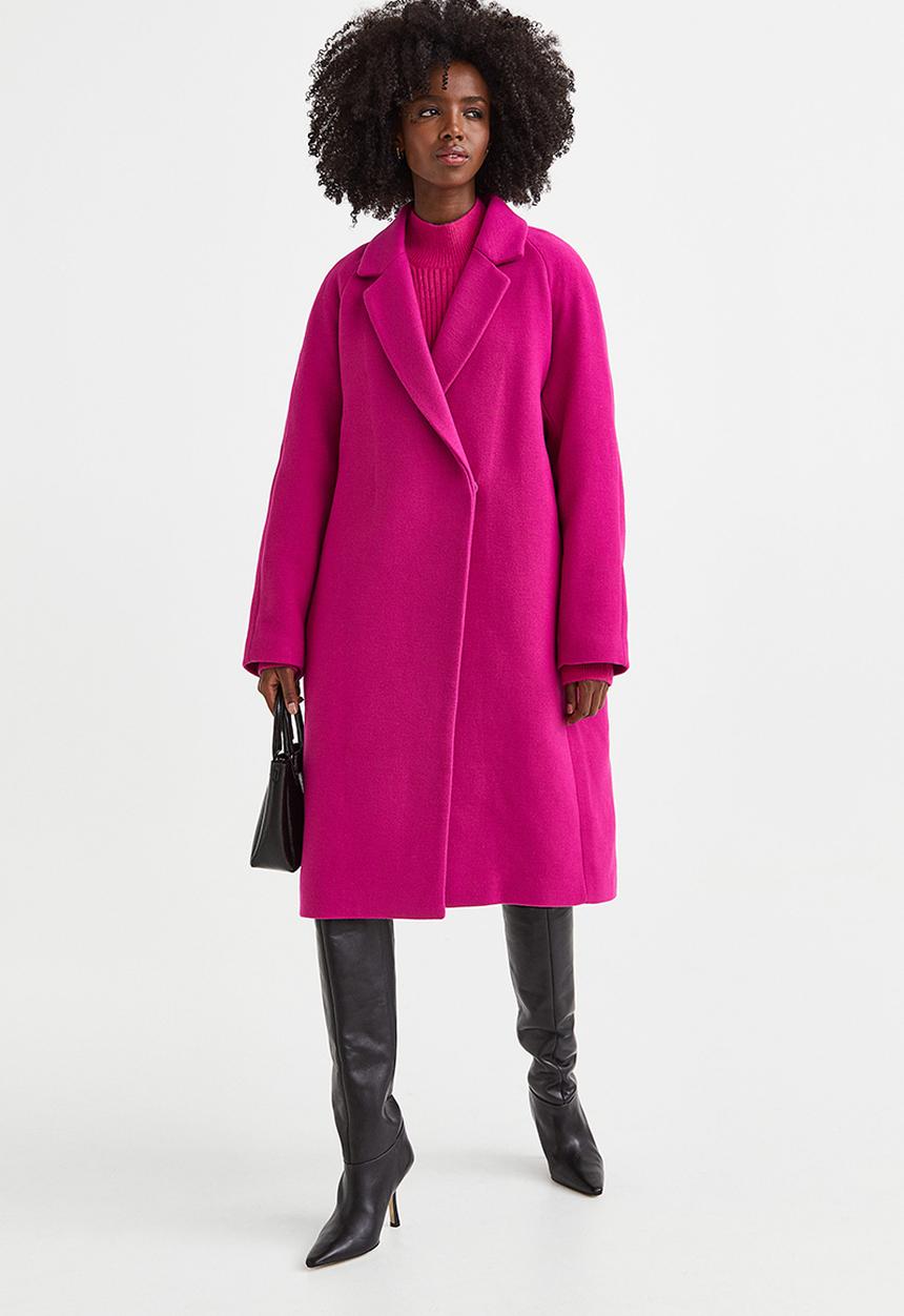 H&M - Double-breasted coat - cerise