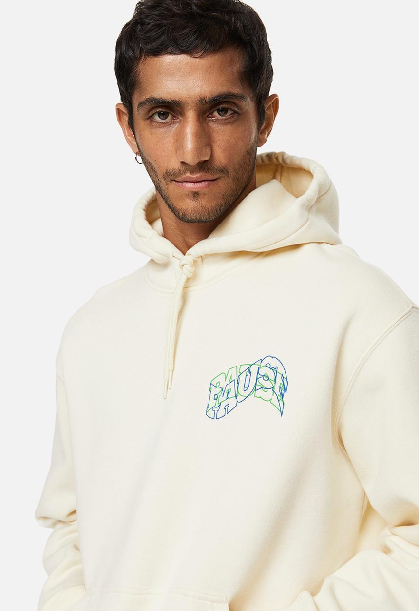H&M - Relaxed fit printed hoodie - cream/pause