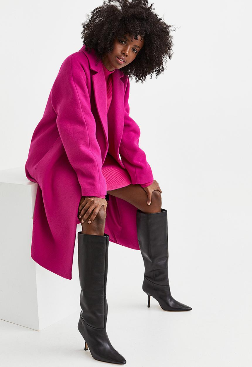 H&M - Double-breasted coat - cerise