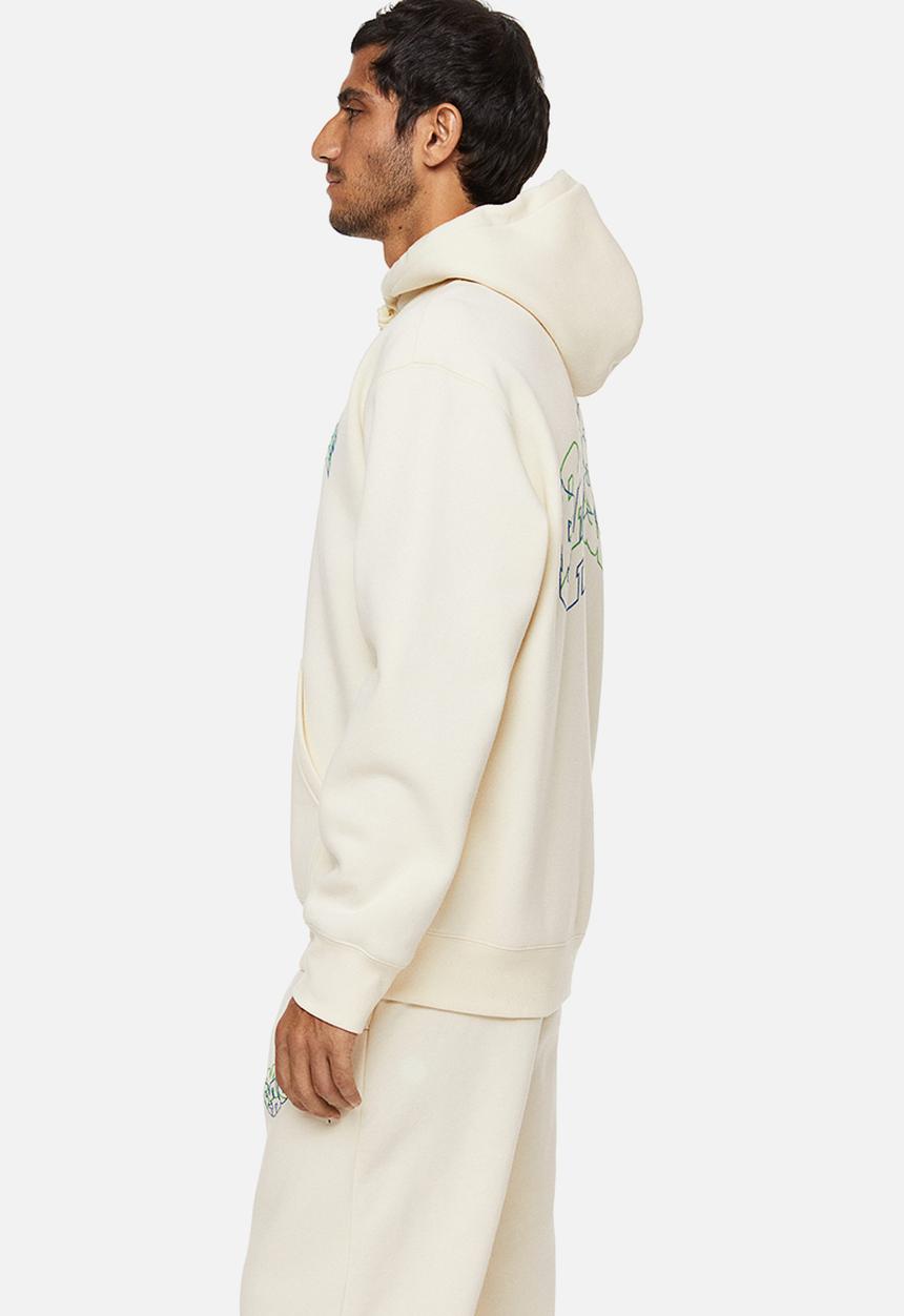 H&M - Relaxed fit printed hoodie - cream/pause