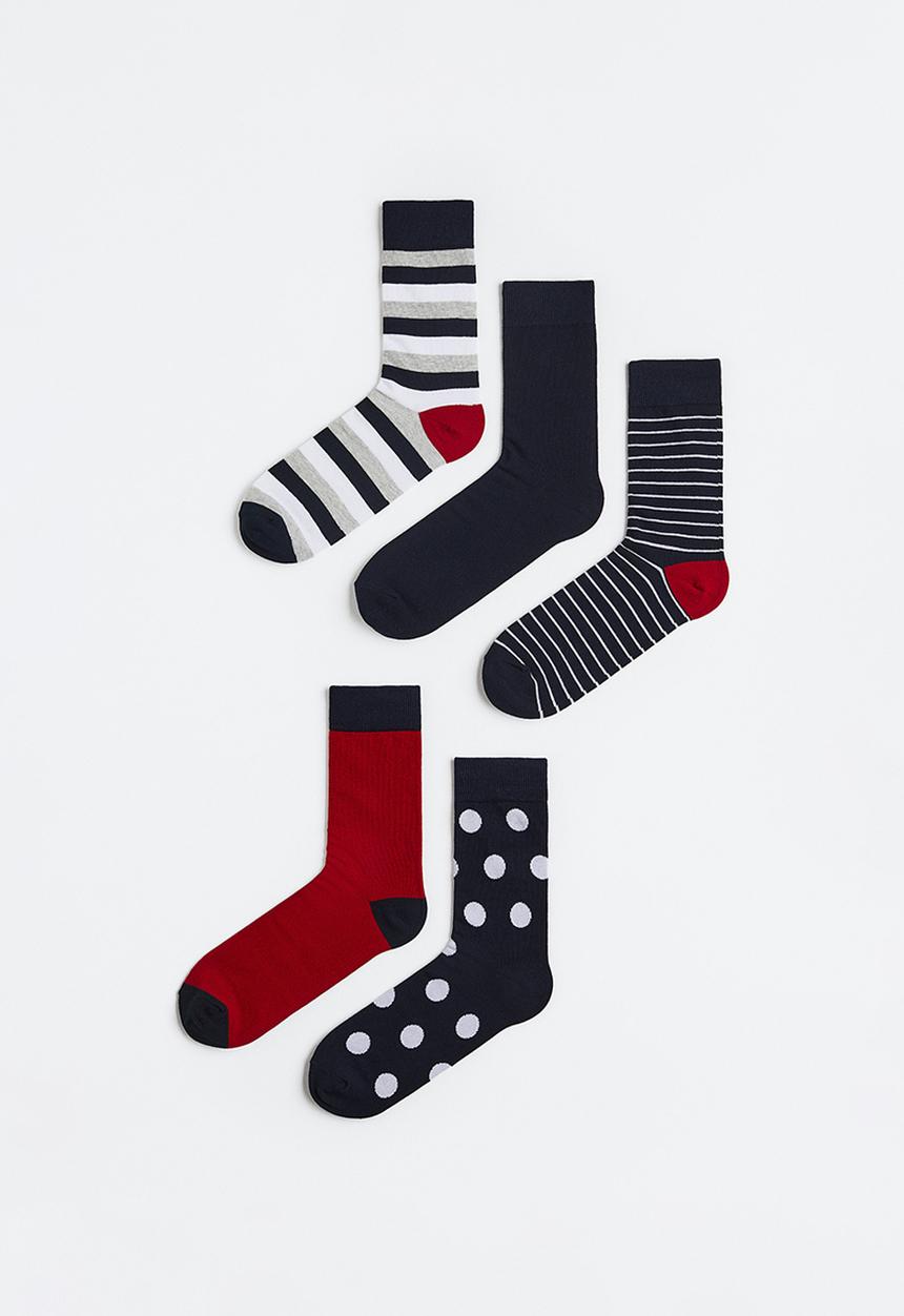 H&M - 5-Pack socks - burgundy/navy blue