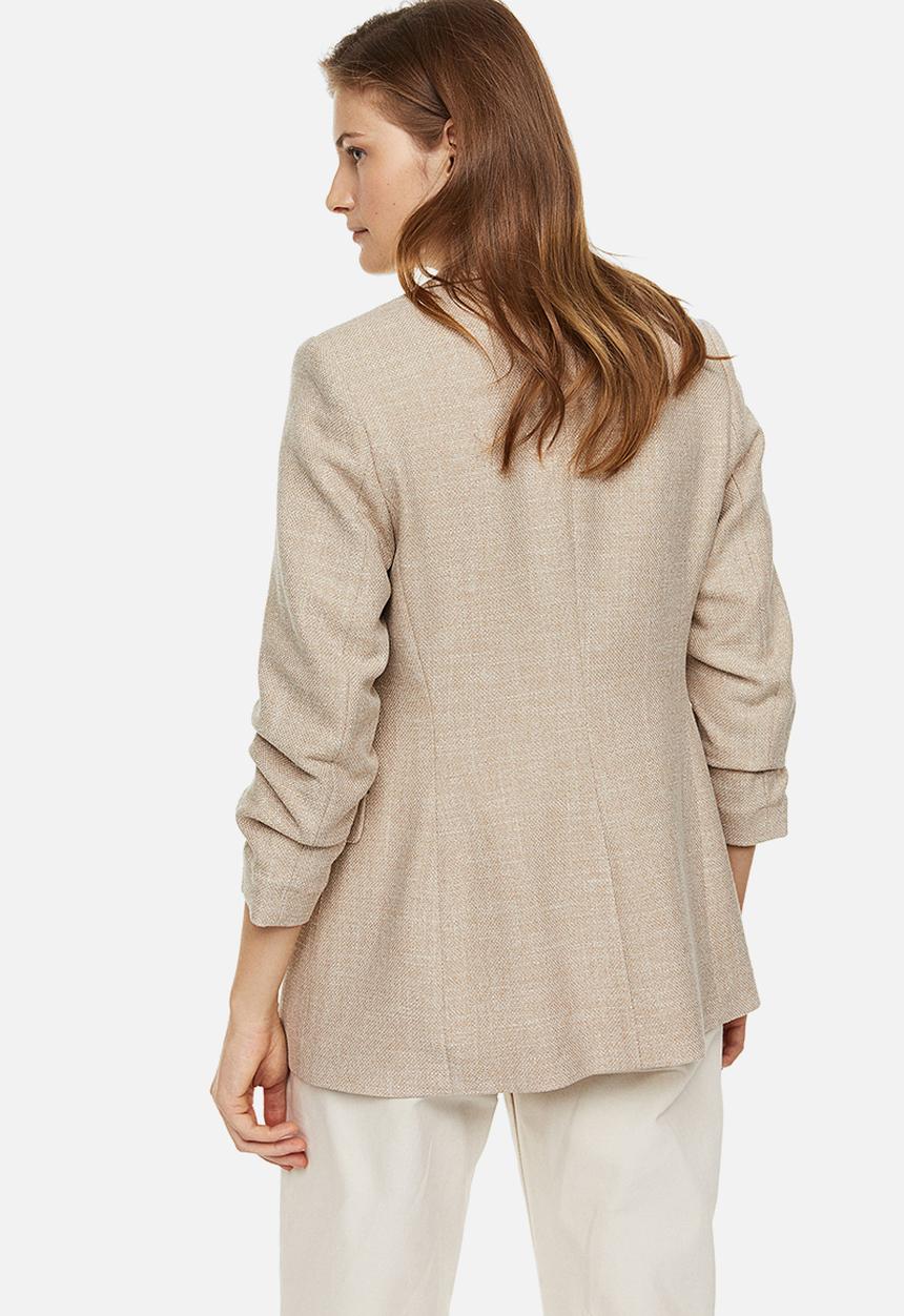 H&M - Gathered-sleeve blazer - light beige
