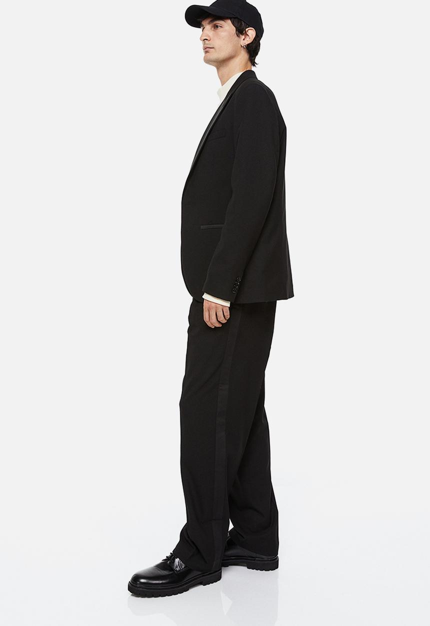 H&M - Relaxed fit tuxedo trousers - black