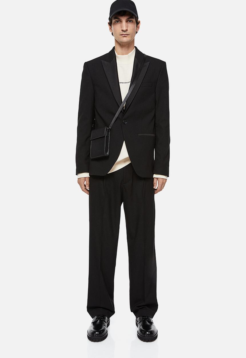 H&M - Relaxed fit tuxedo trousers - black