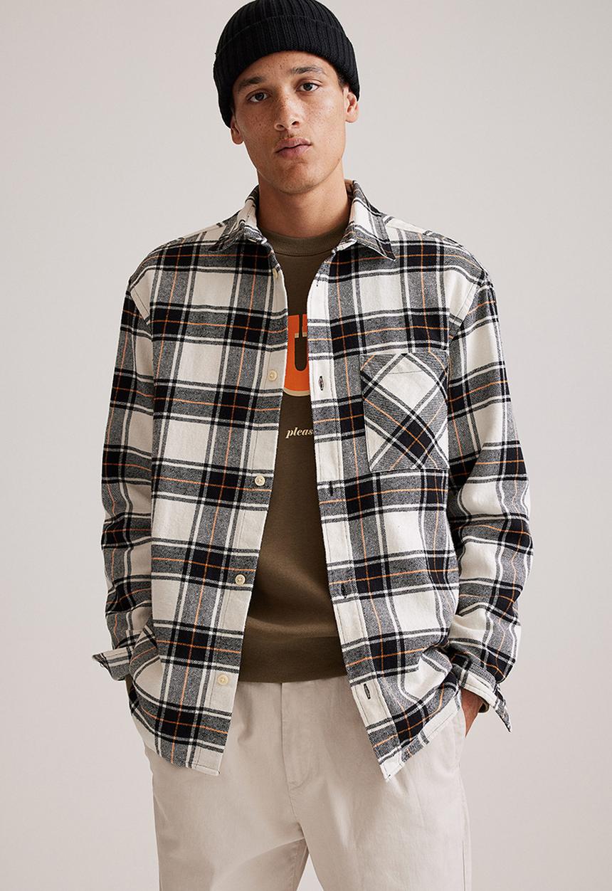 H&M - Cotton twill shirt - black/white checked
