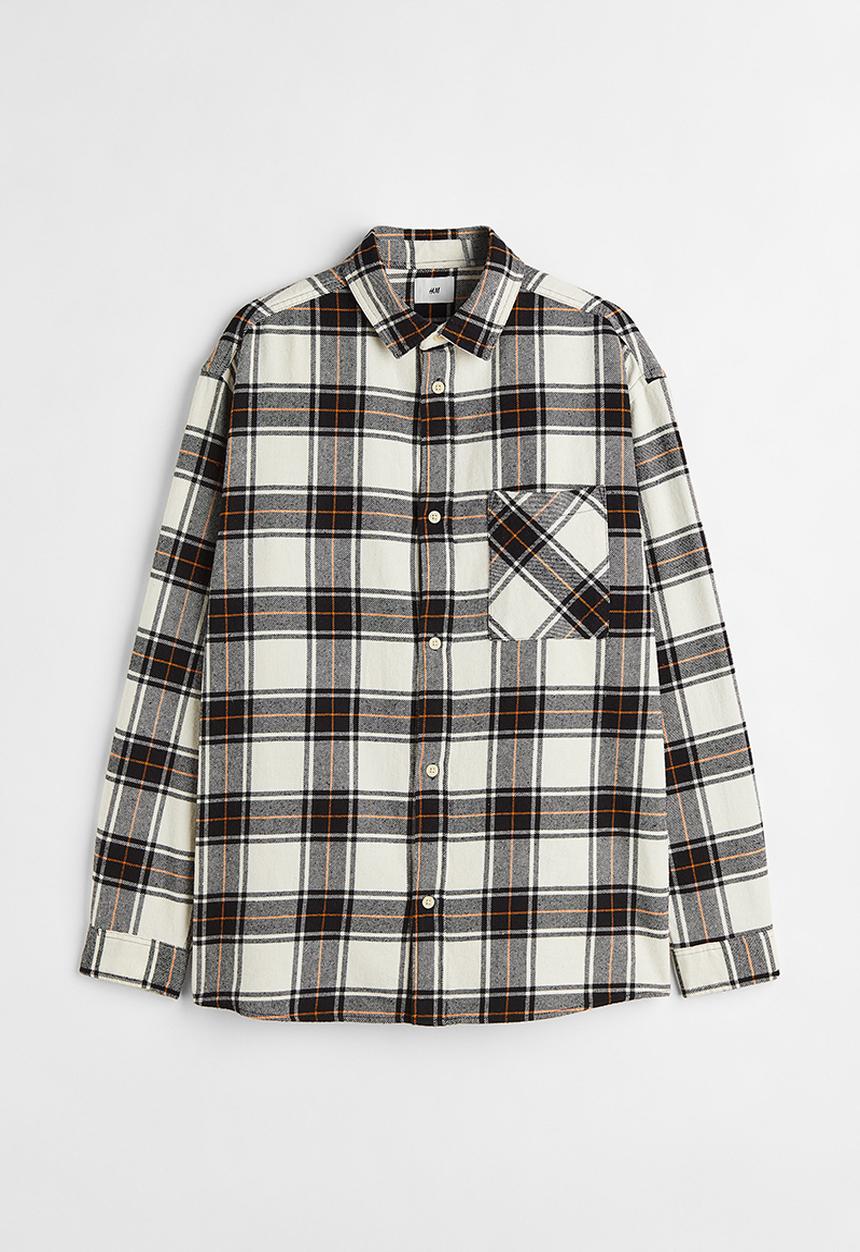 H&M - Cotton twill shirt - black/white checked