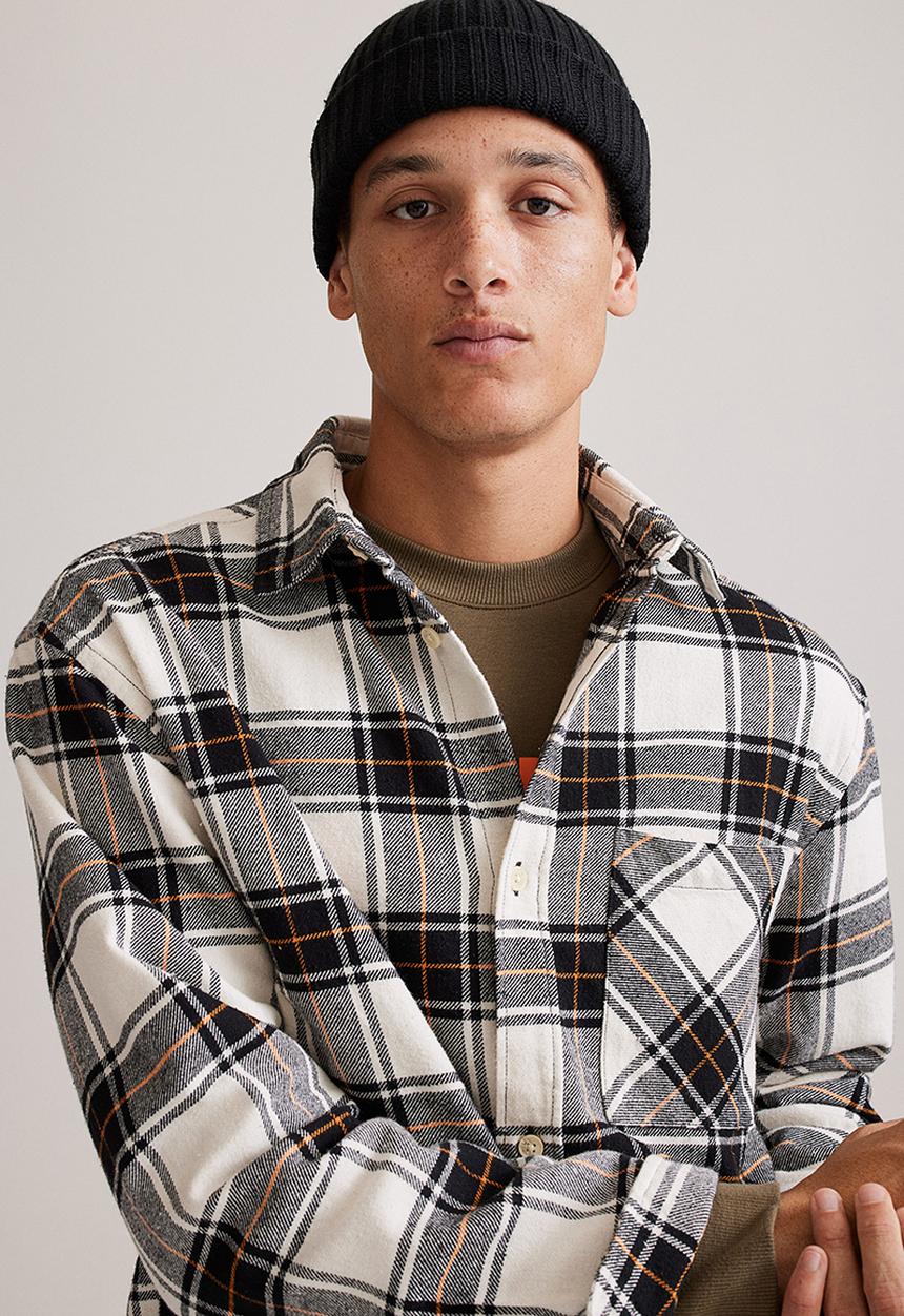 H&M - Cotton twill shirt - black/white checked