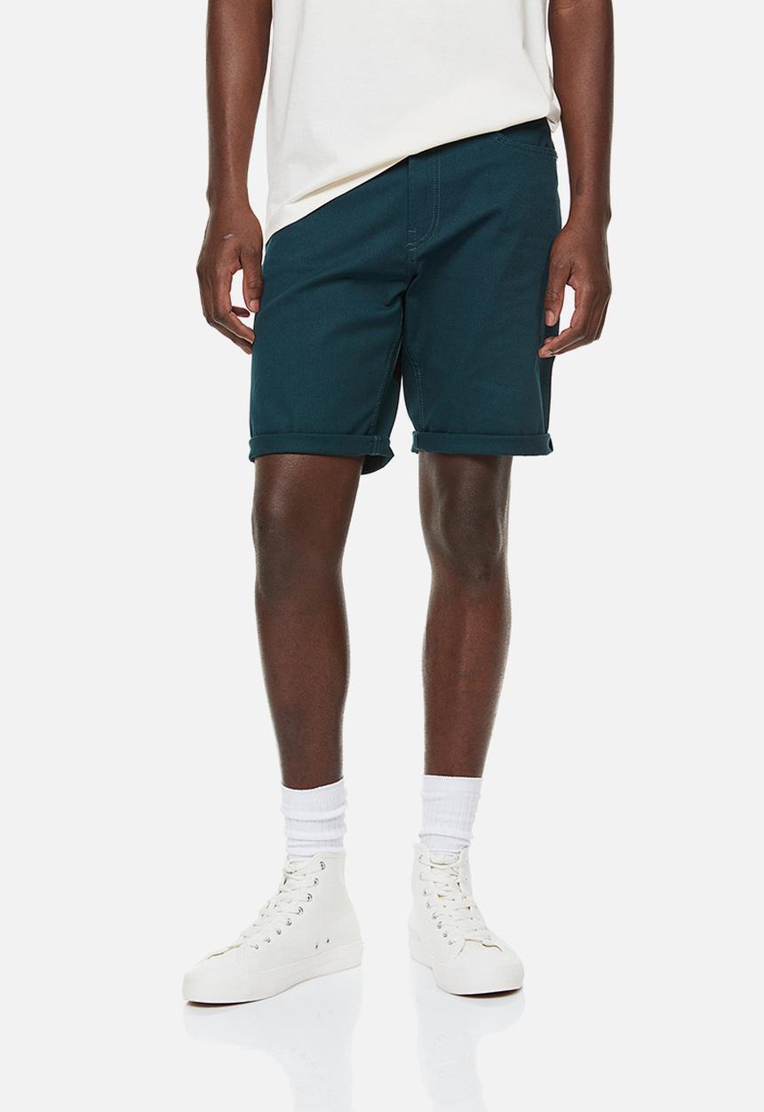 H&M - Slim fit cotton twill shorts - forest green