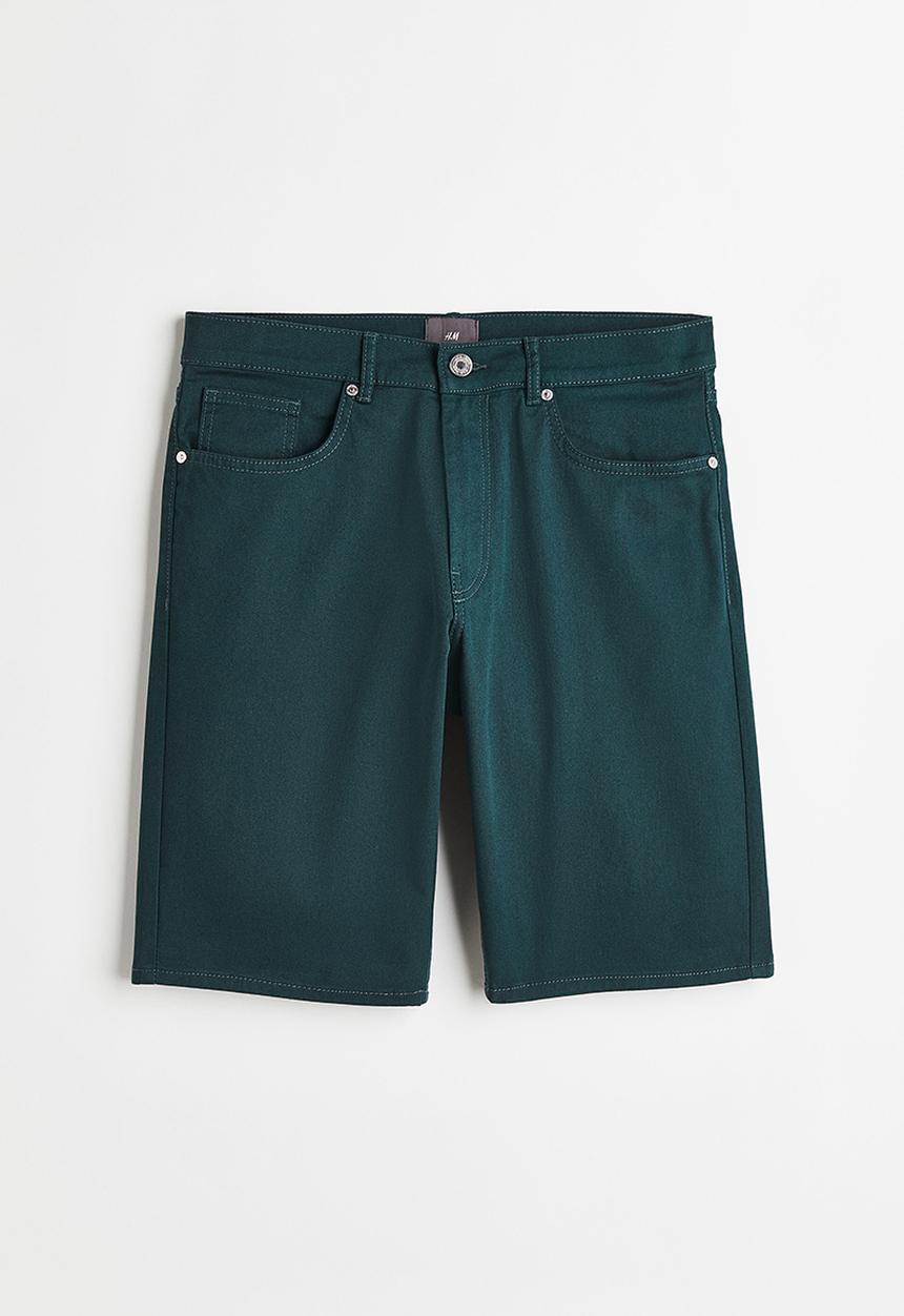 H&M - Slim fit cotton twill shorts - forest green