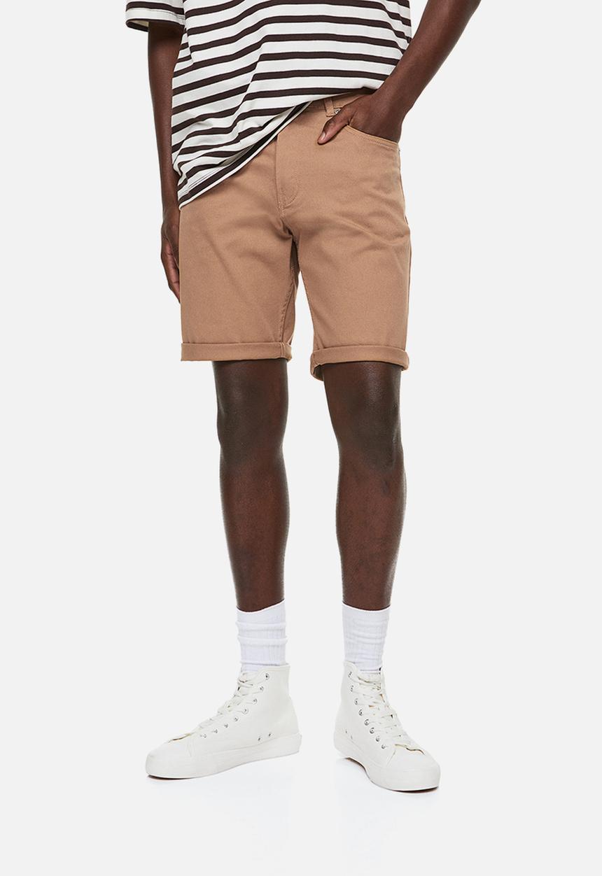 H&M - Slim fit cotton twill shorts - khaki beige