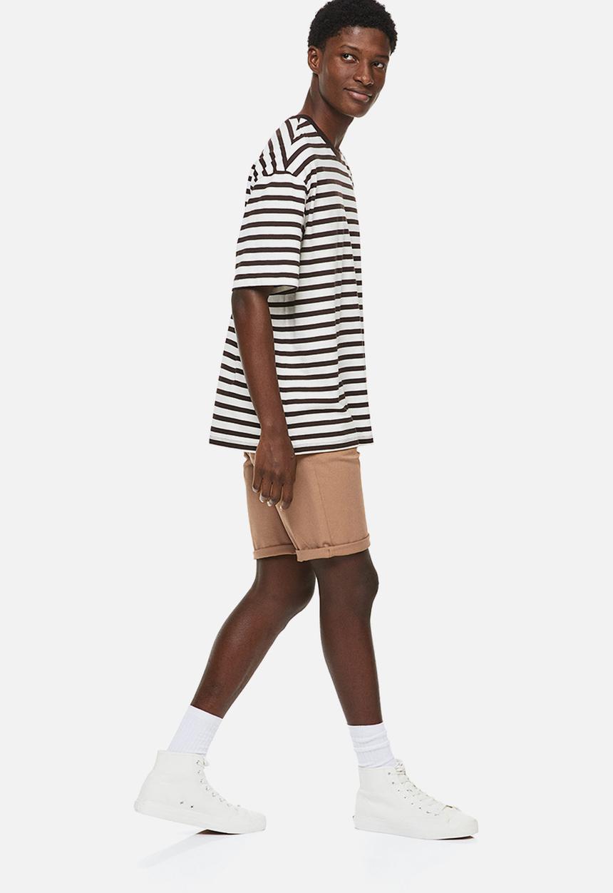 H&M - Slim fit cotton twill shorts - khaki beige