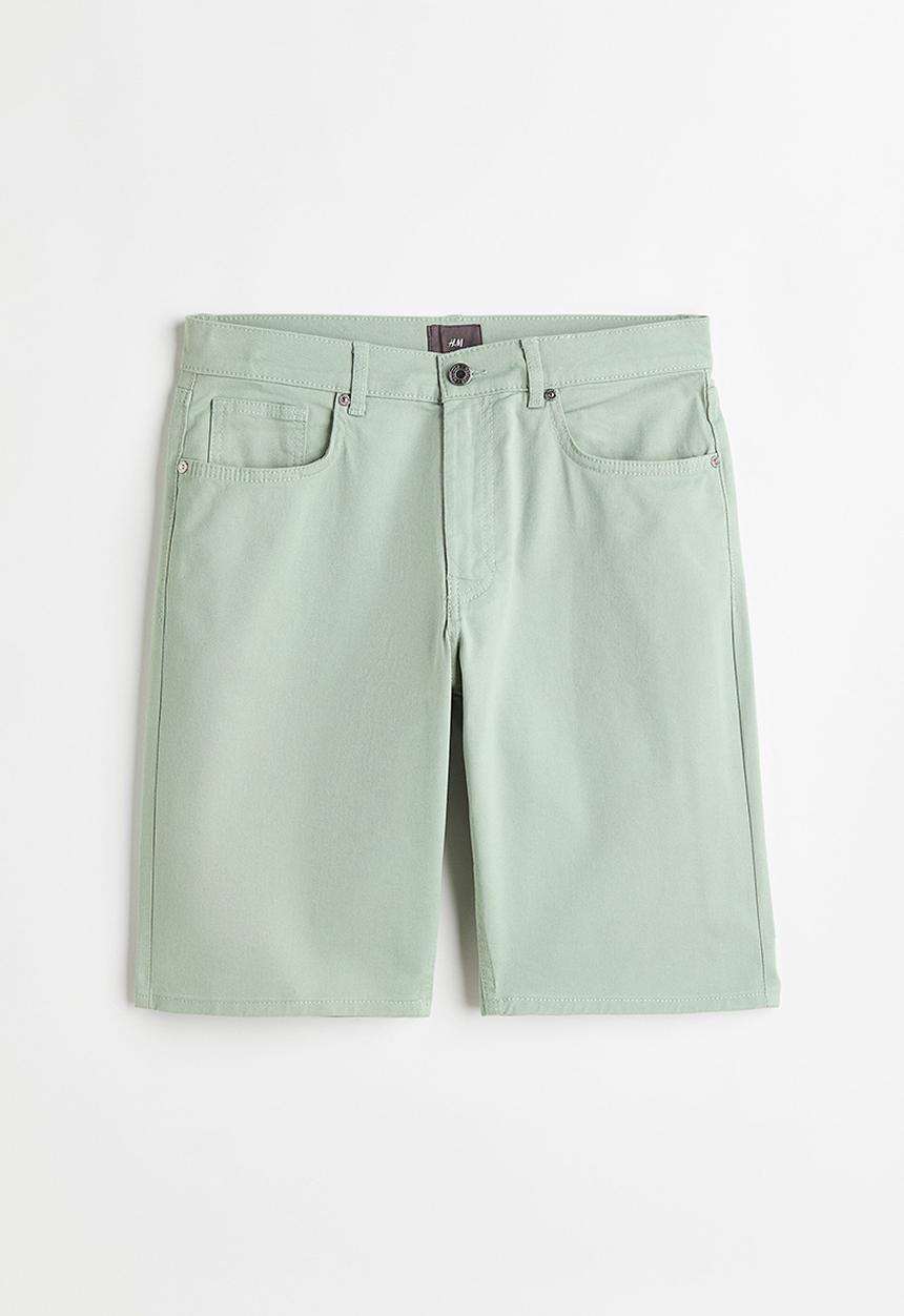H&M - Slim fit cotton twill shorts - light green
