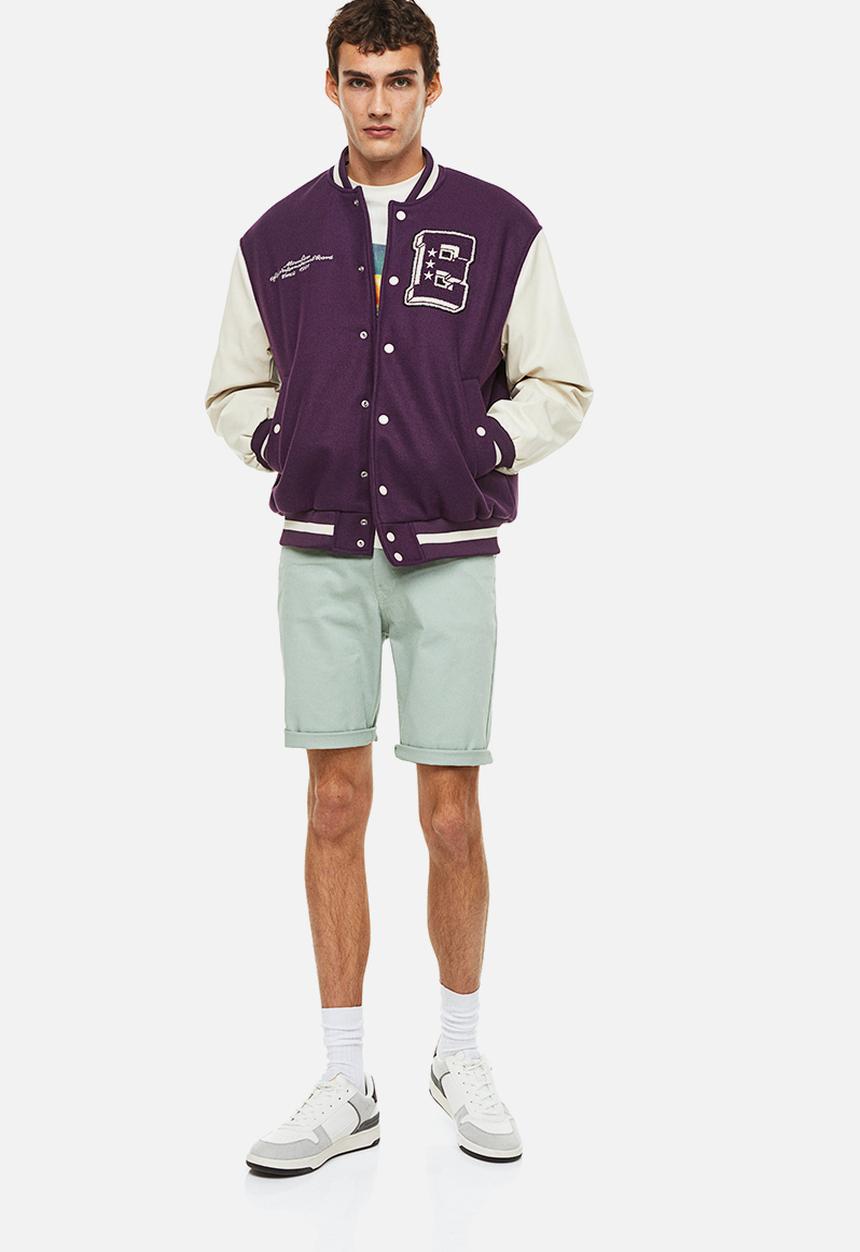 H&M - Slim fit cotton twill shorts - light green
