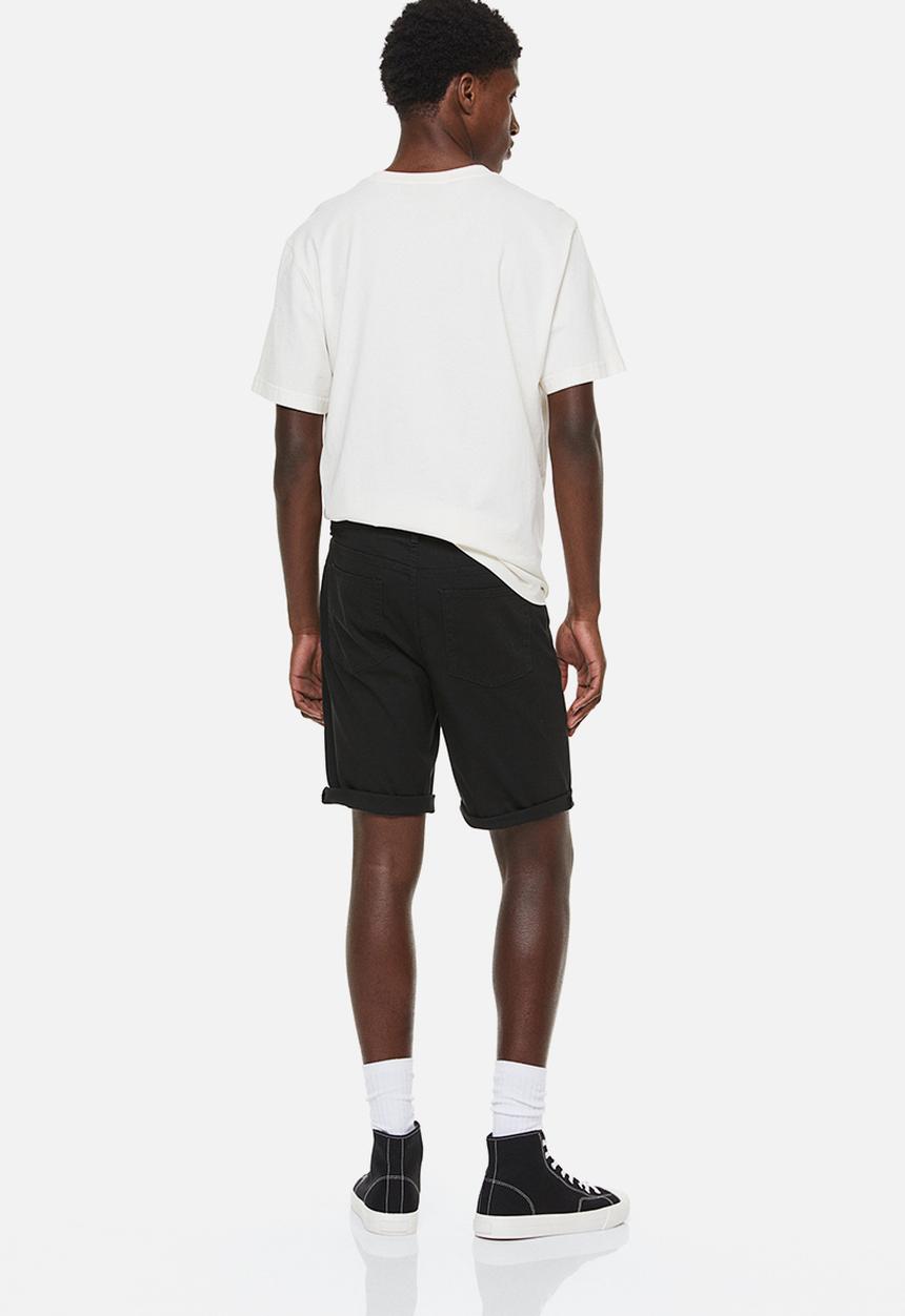 H&M - Slim fit cotton twill shorts - black