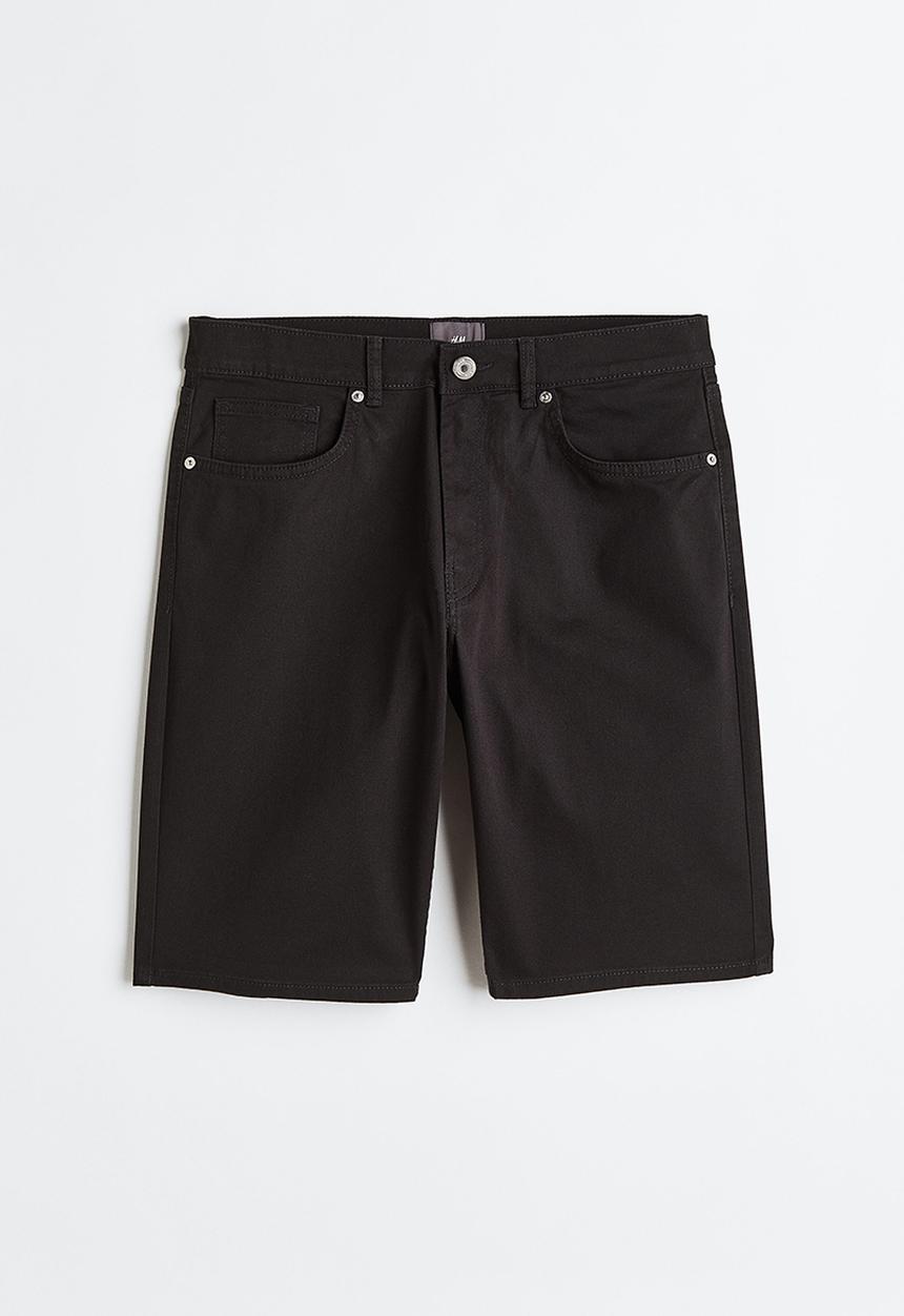 H&M - Slim fit cotton twill shorts - black