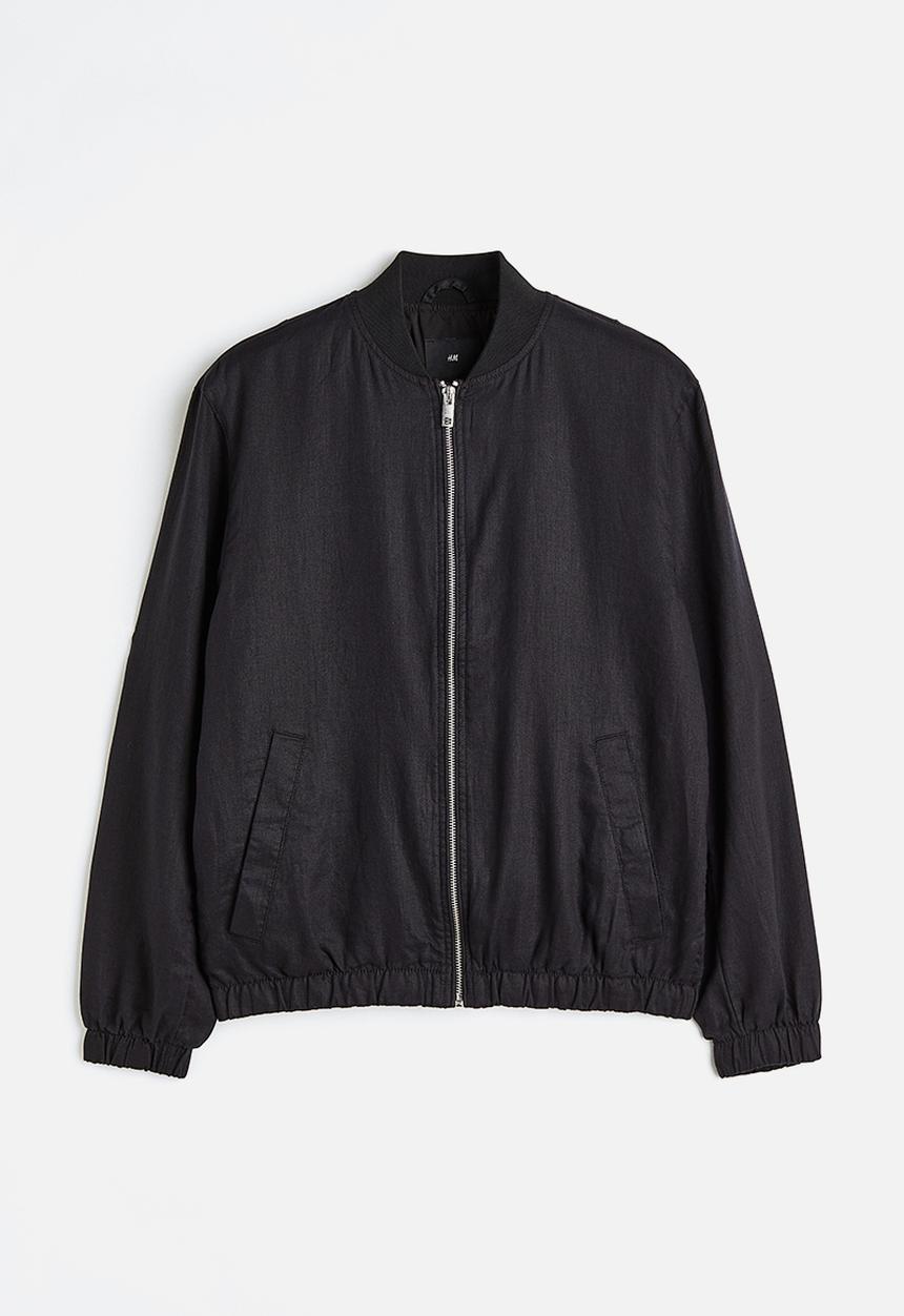 H&M - Linen bomber jacket - black