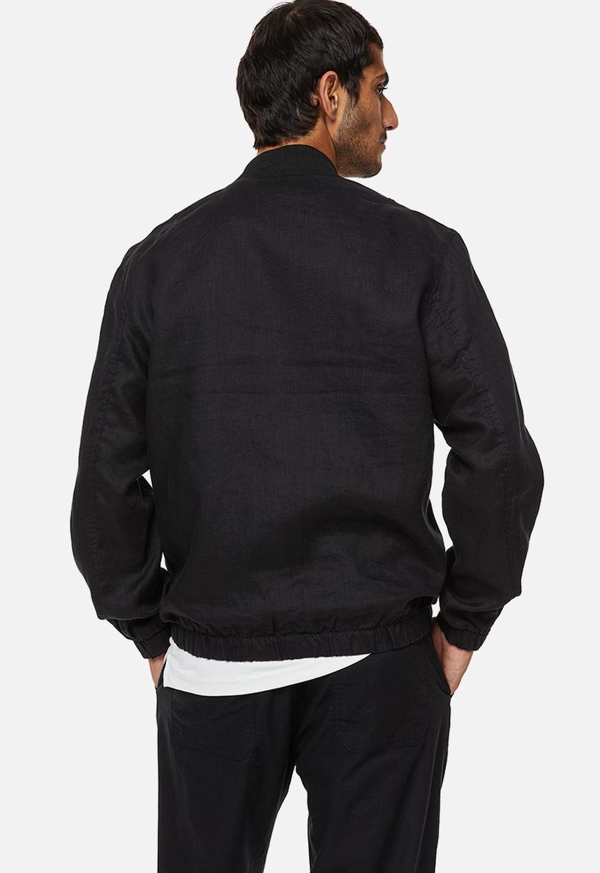 H&M - Linen bomber jacket - black