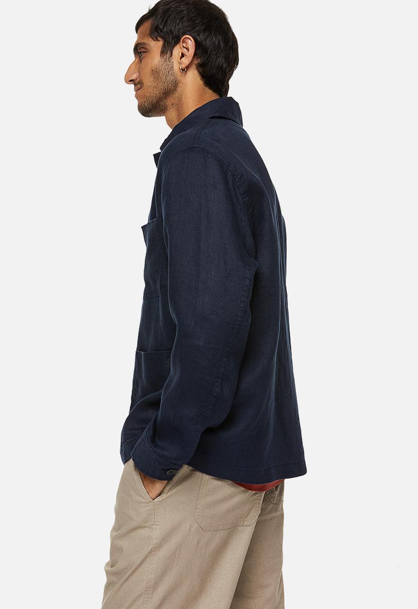 H&M - Linen shacket - dark blue 