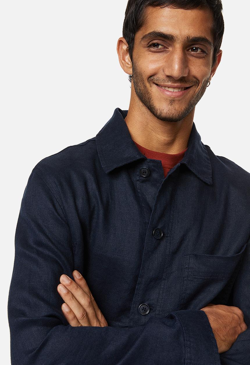 H&M - Linen shacket - dark blue 