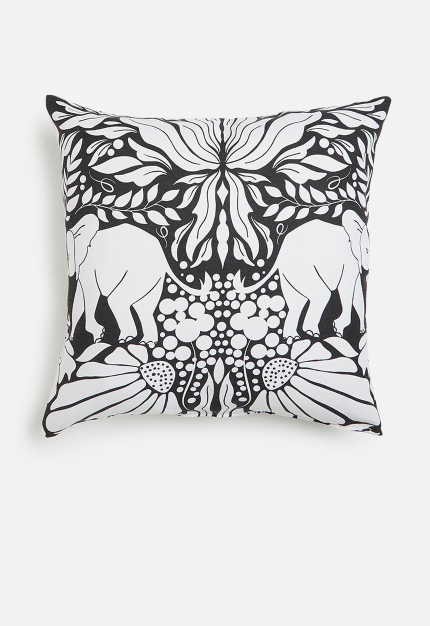 Fabric Bank  - Elephants cushion cover - white