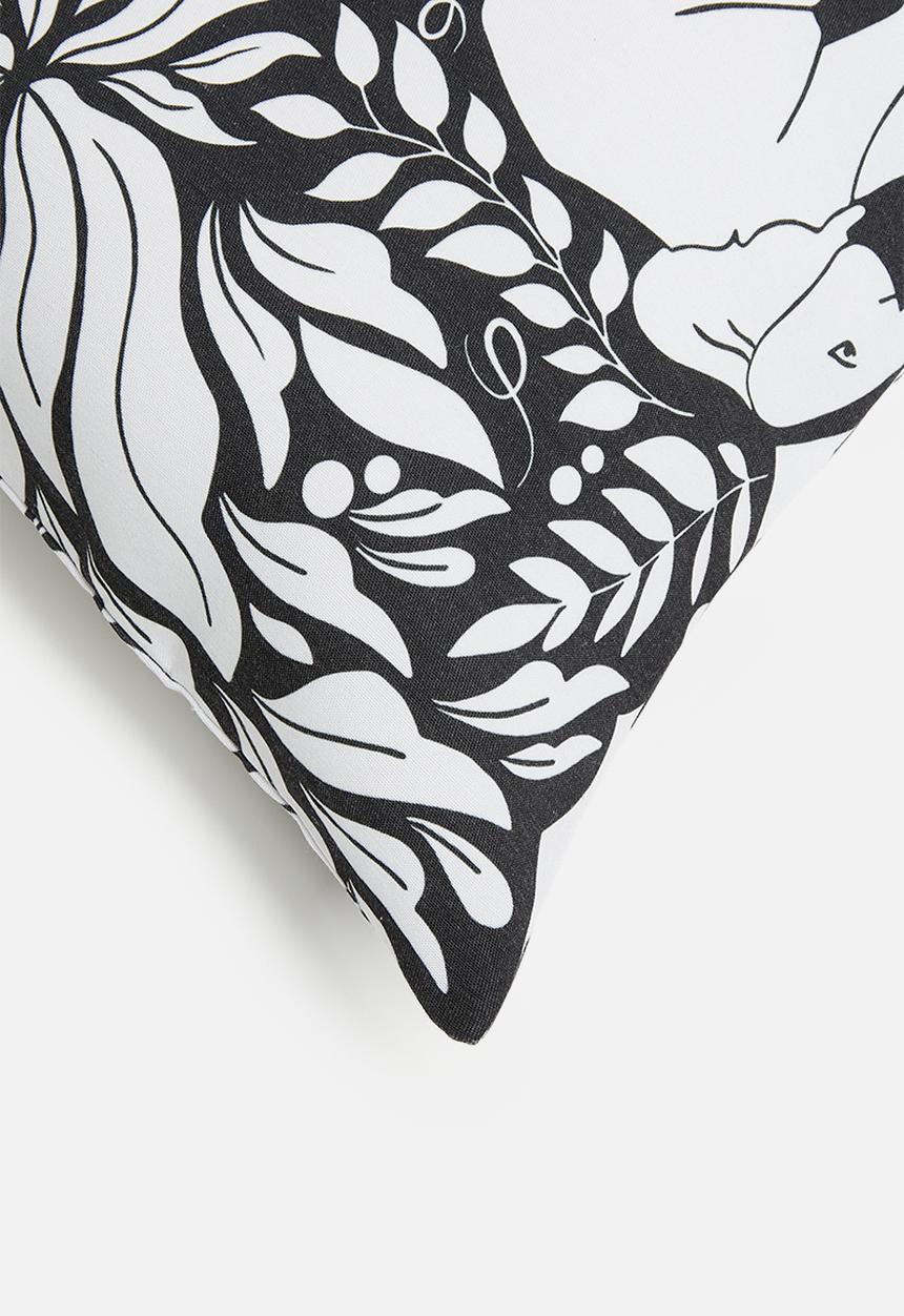 Fabric Bank  - Elephants cushion cover - white