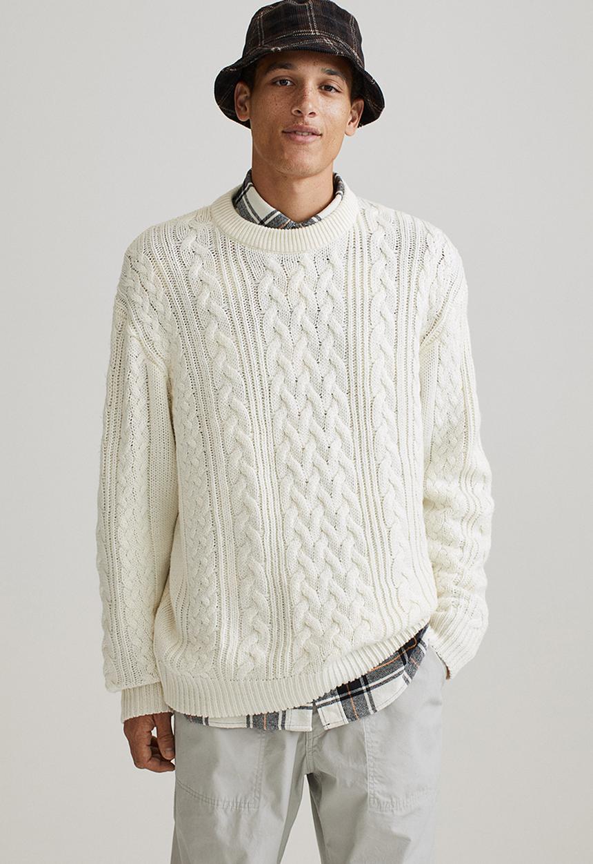 H&M - Relaxed fit cable-knit jumper - beige