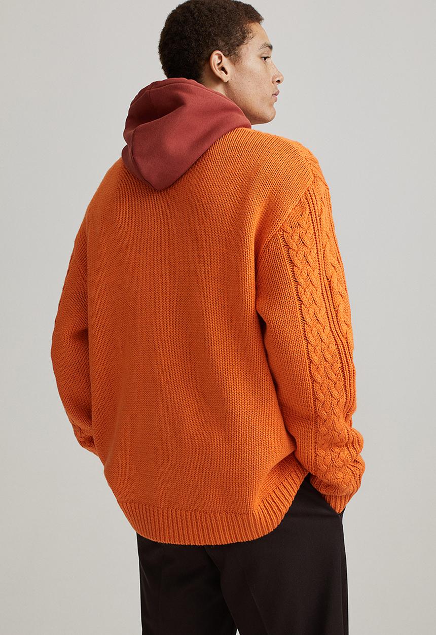 H&M - Relaxed fit cable-knit jumper - orange
