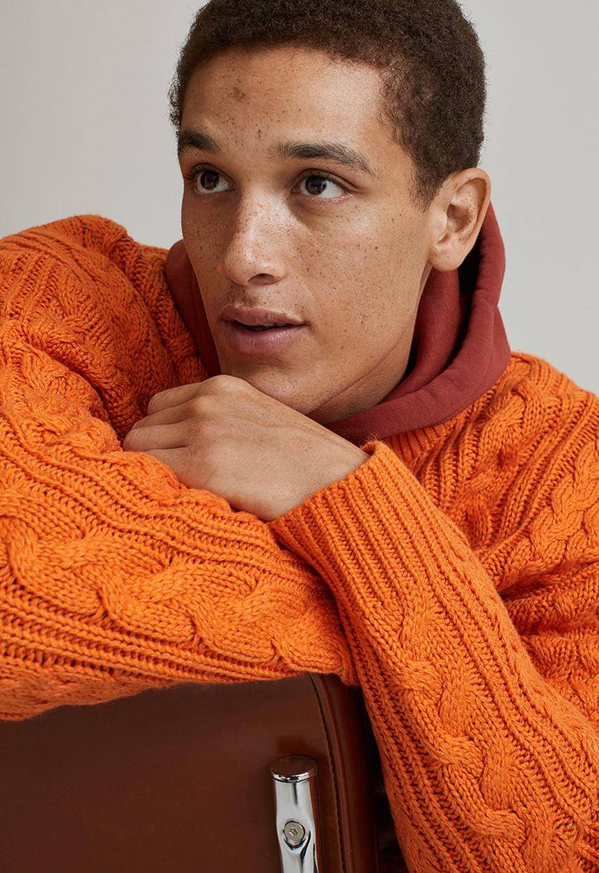 H&M - Relaxed fit cable-knit jumper - orange