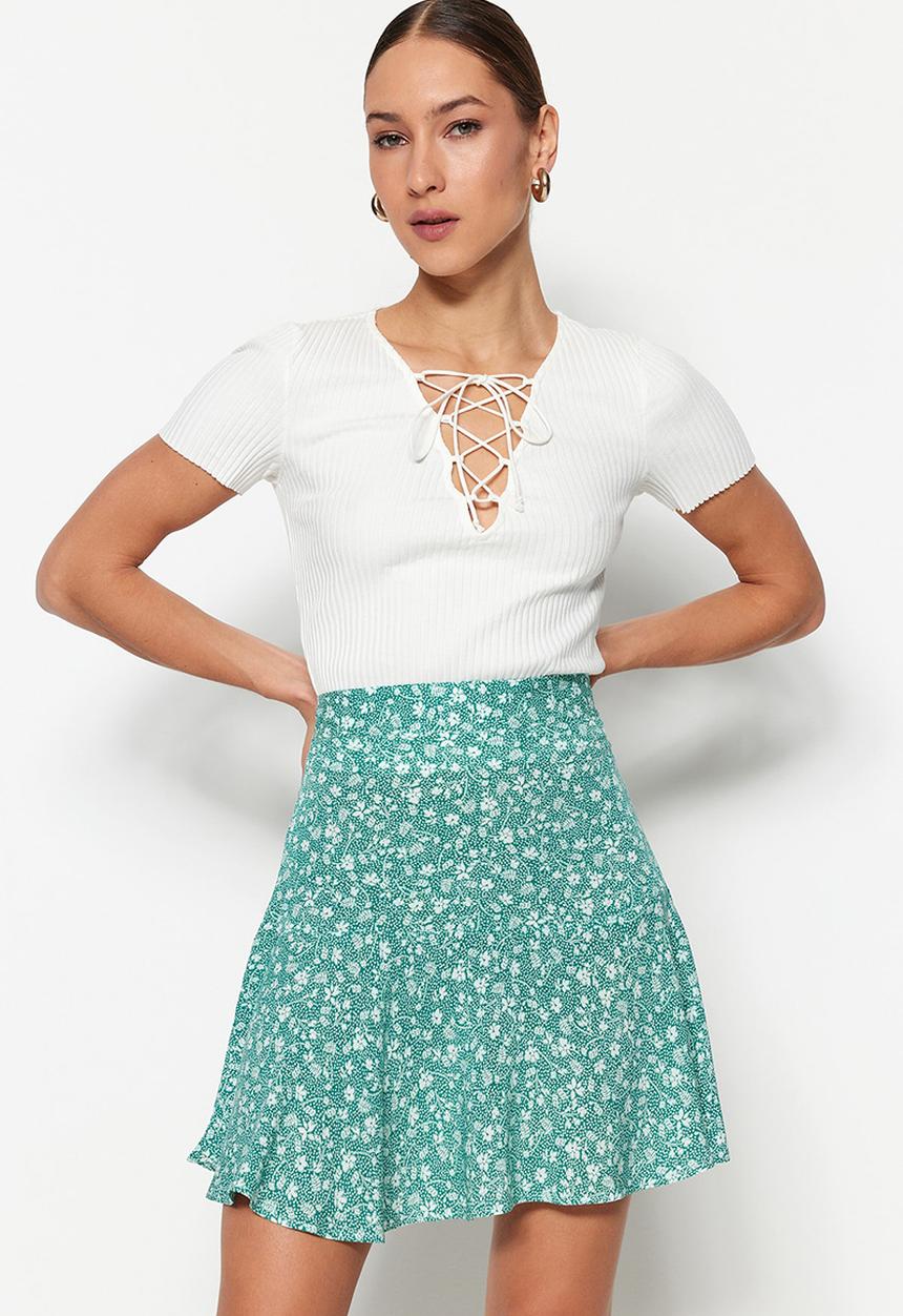 Trendyol - Pleated ditsy skirt - mint