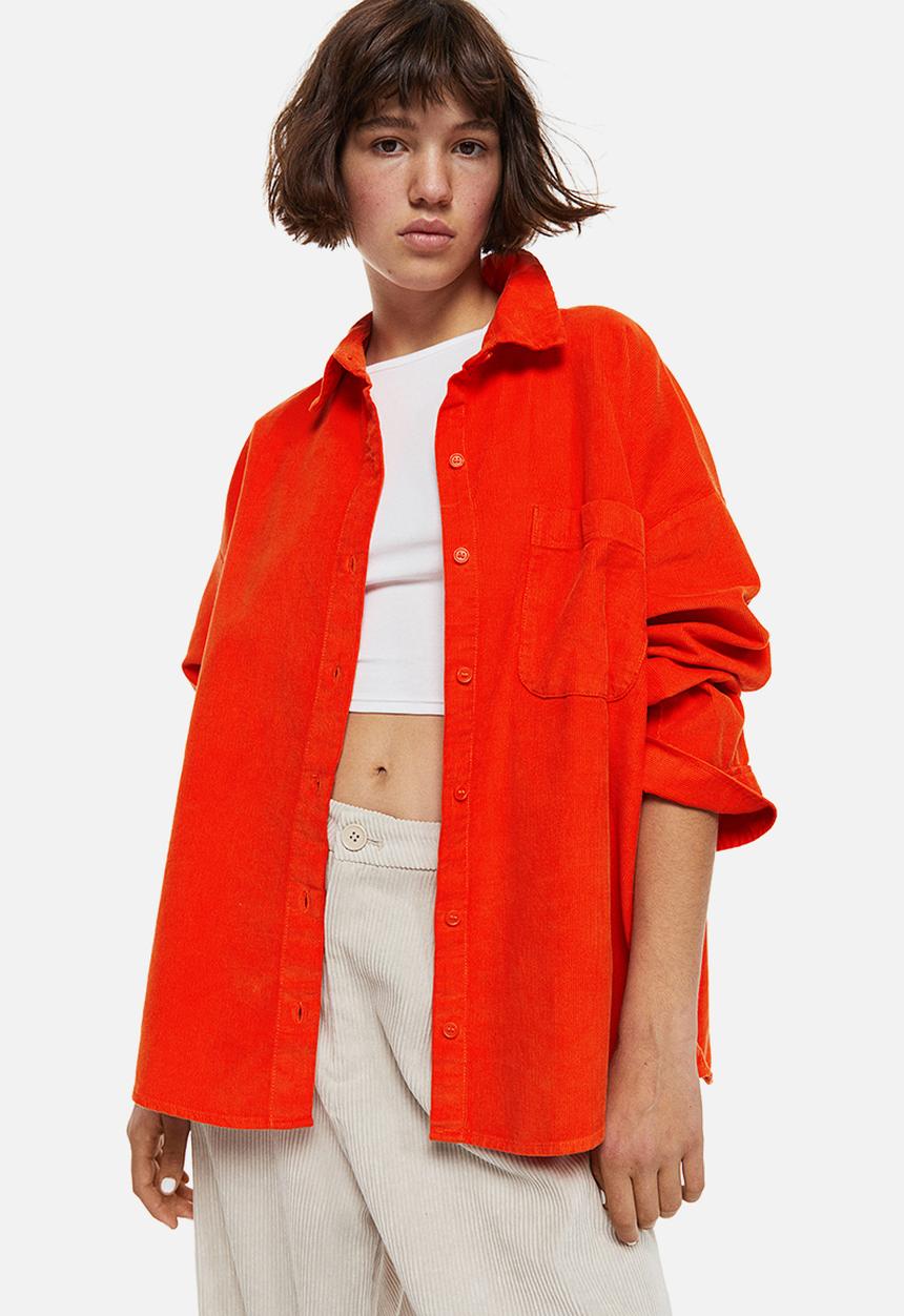 H&M - Oversized corduroy shirt - orange
