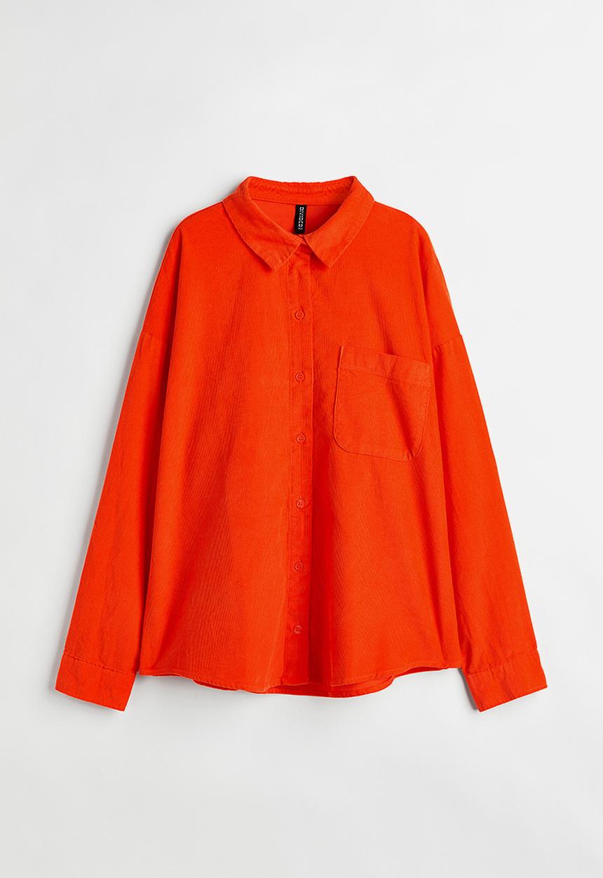 H&M - Oversized corduroy shirt - orange
