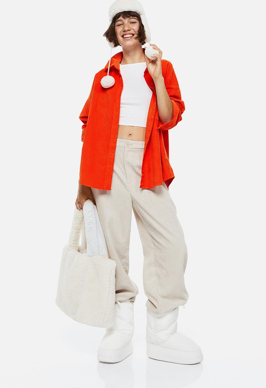 H&M - Oversized corduroy shirt - orange