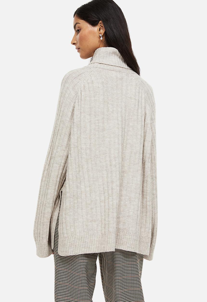 H&M - Rib-knit polo-neck jumper - light beige