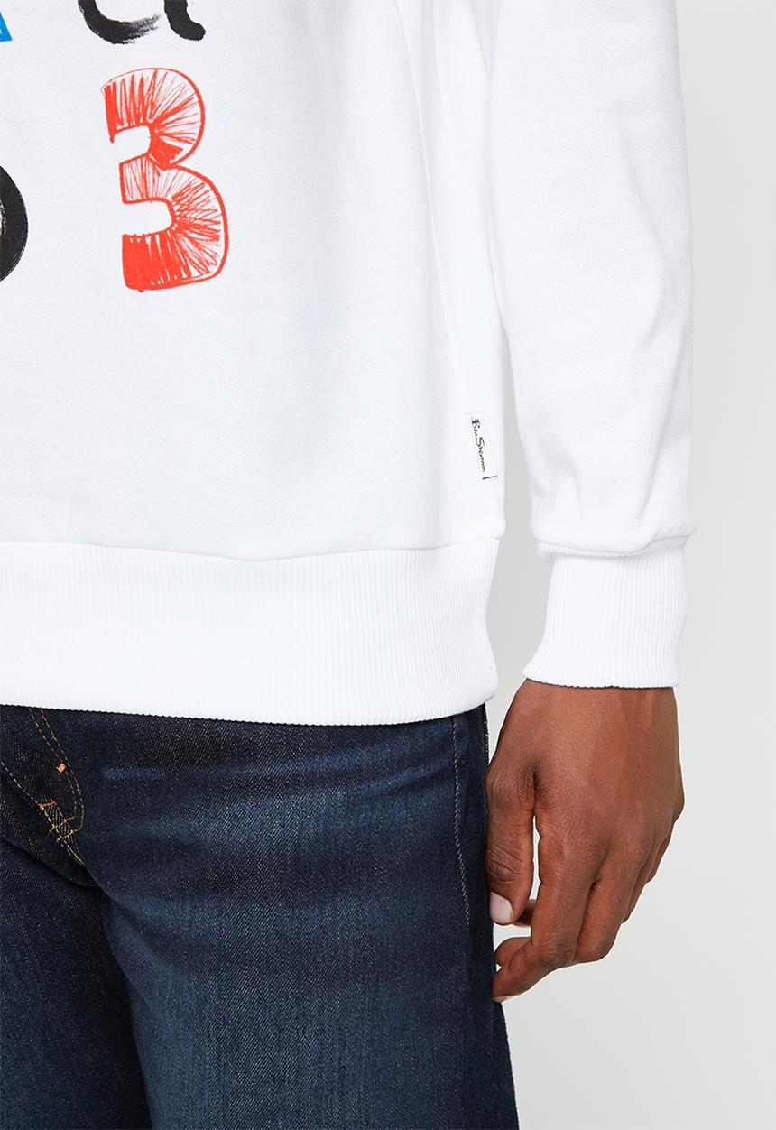 Ben Sherman - Typography crew sweater - white
