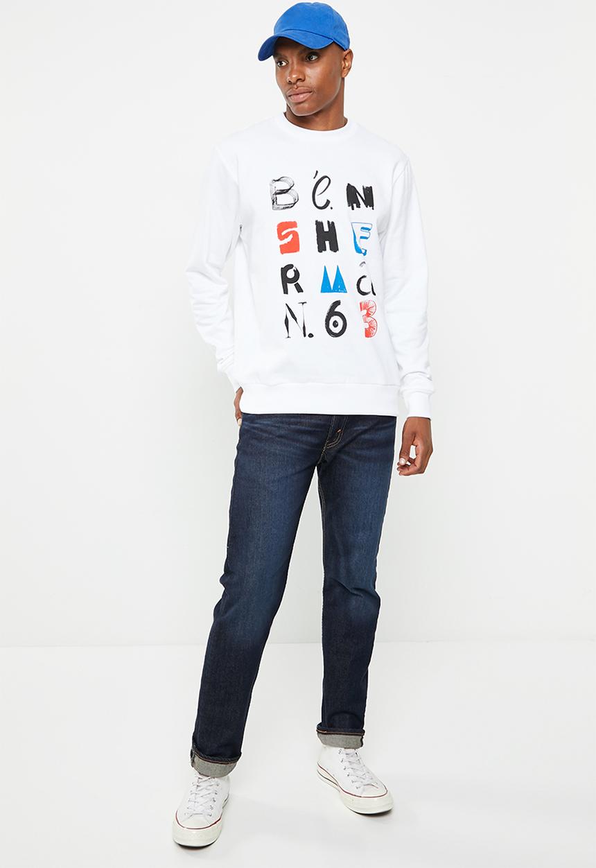 Ben Sherman - Typography crew sweater - white