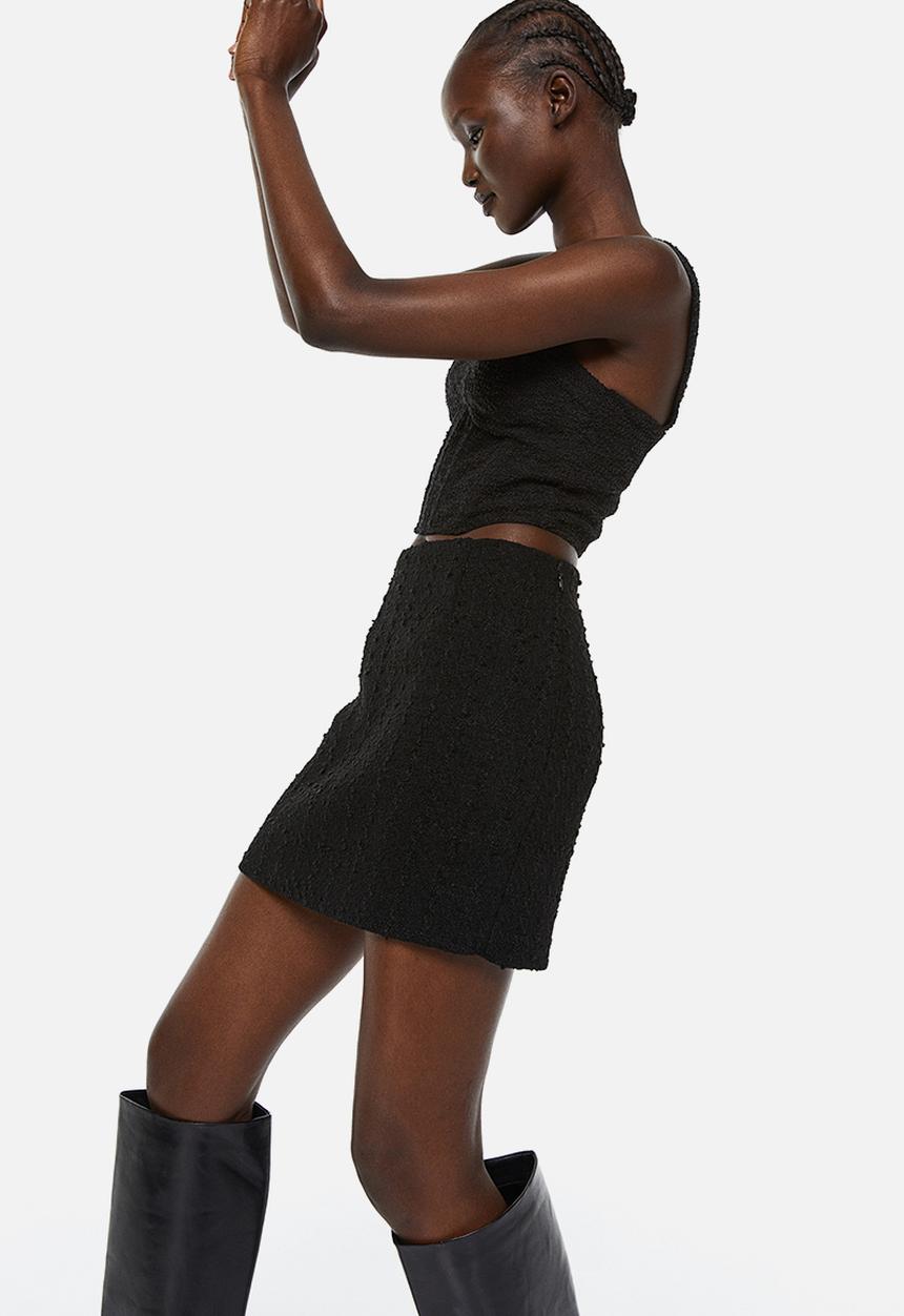H&M - Textured-weave corset top - black