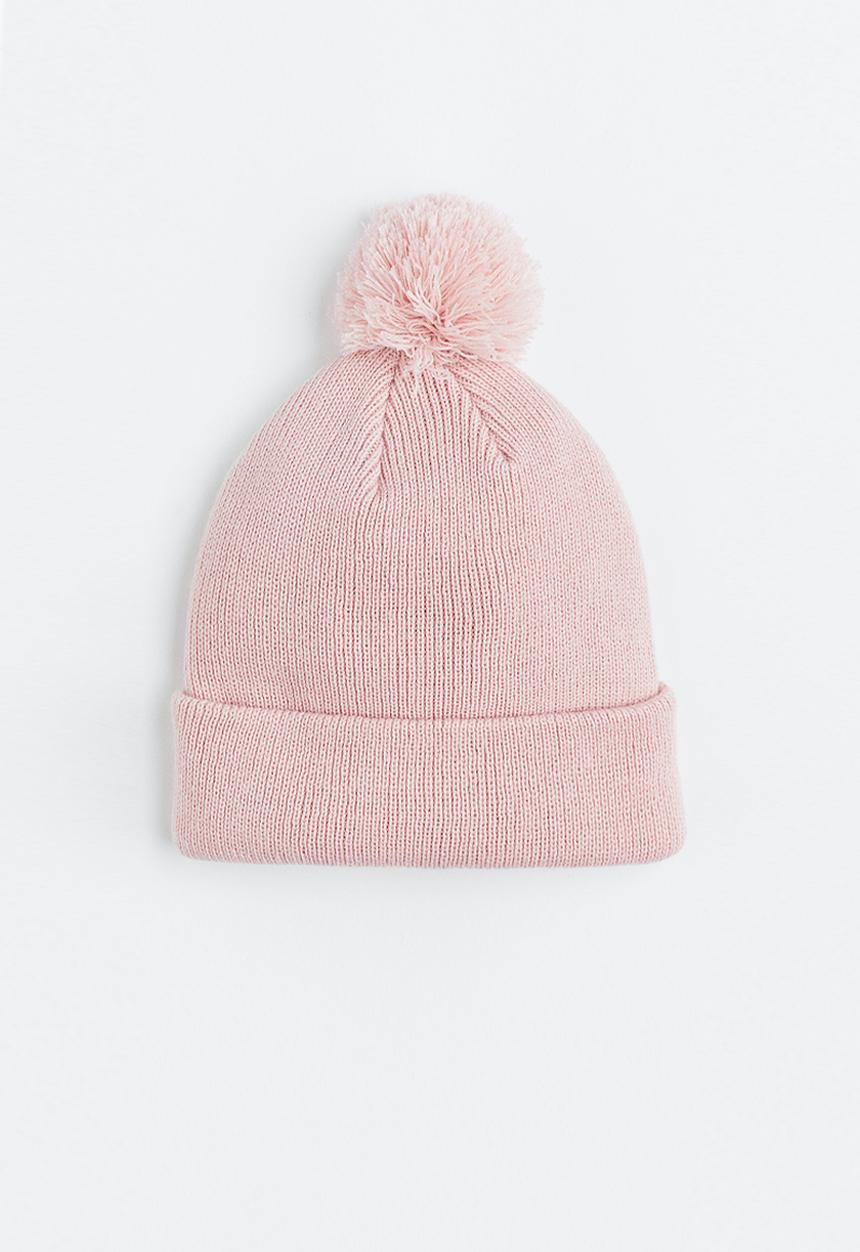 H&M - Rib-knit pompom hat - light pink