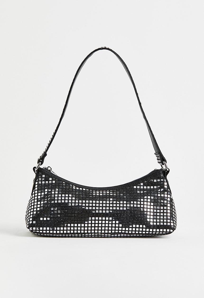 H&M - Small shoulder bag - black/silver-coloured 