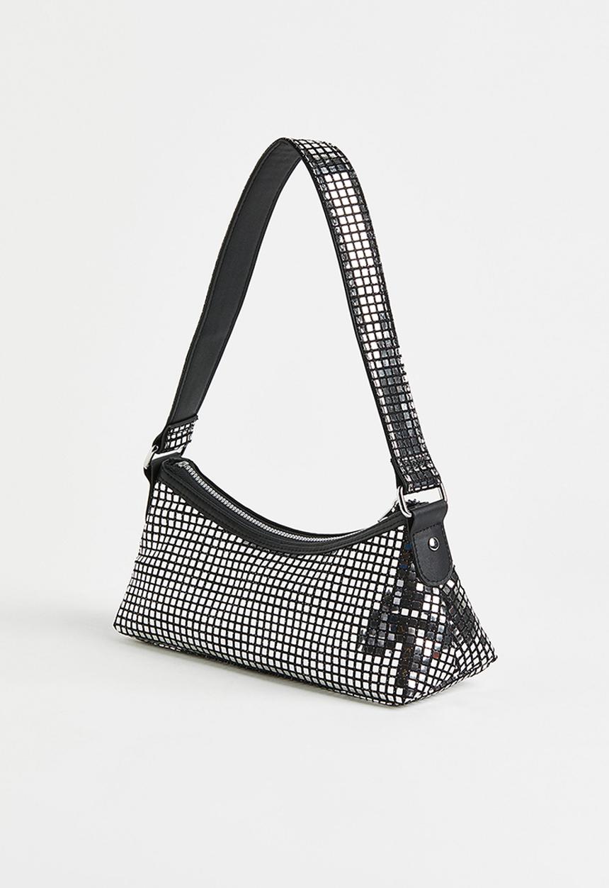 H&M - Small shoulder bag - black/silver-coloured 