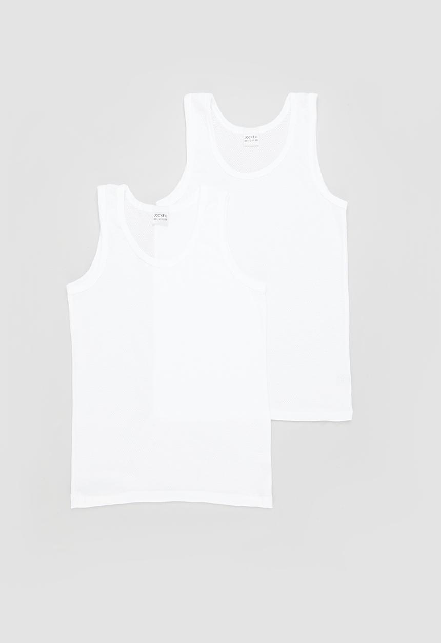 Jockey - 2 pk boys eyelet vest - white