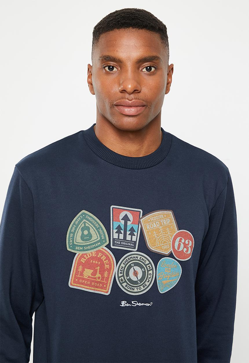 Ben Sherman - Outdoor badges crew sweater 71374 - navy