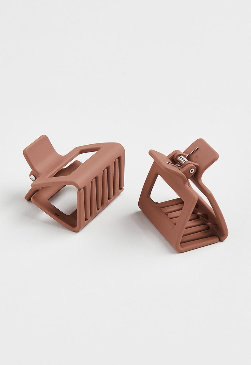 H&M - 2-Pack angular hair claws - dark beige