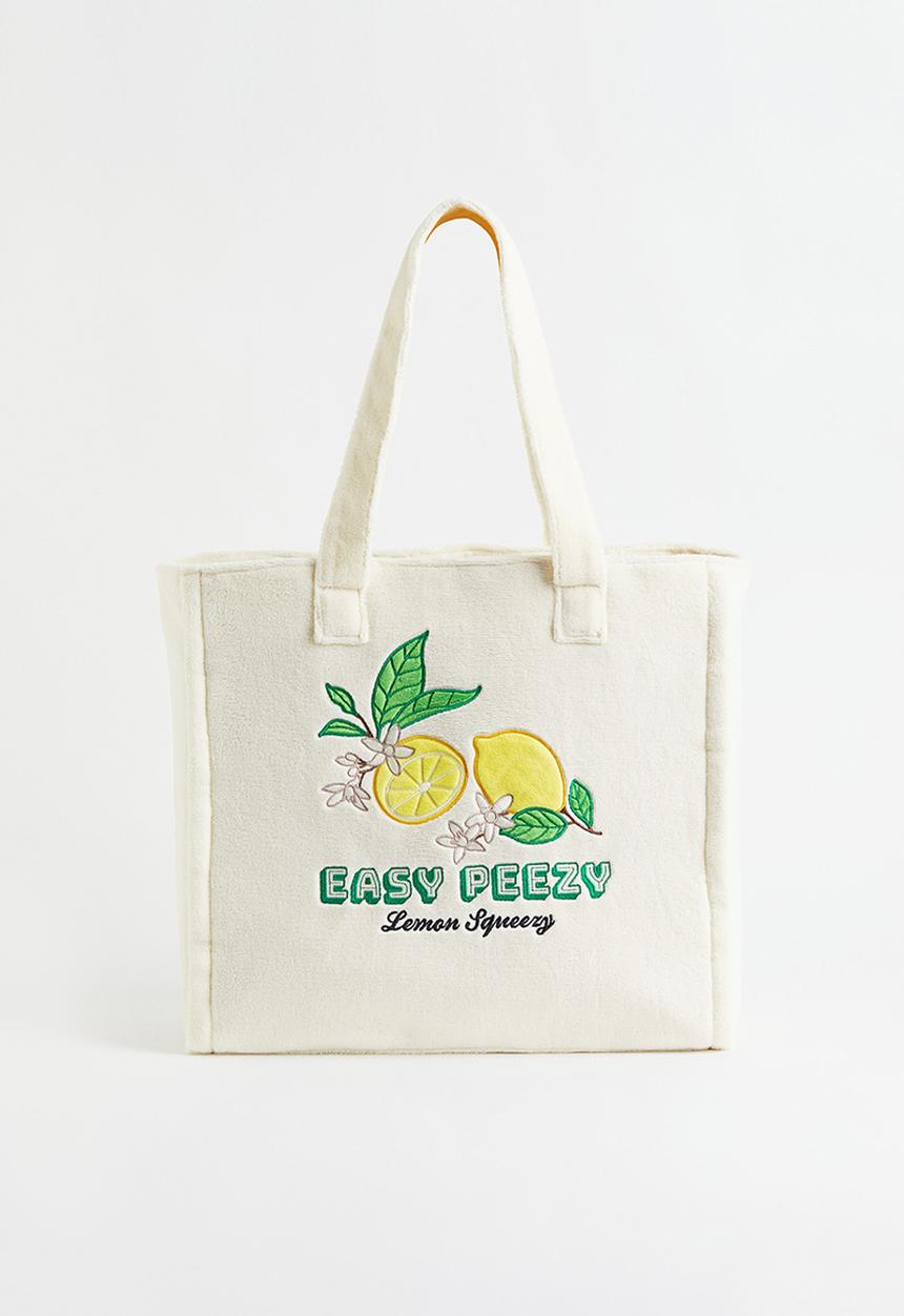H&M - Terry shopper - cream/lemons