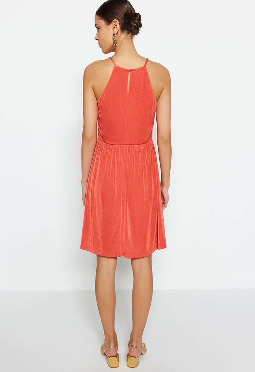 Trendyol - Shiny halter neck dress - orange